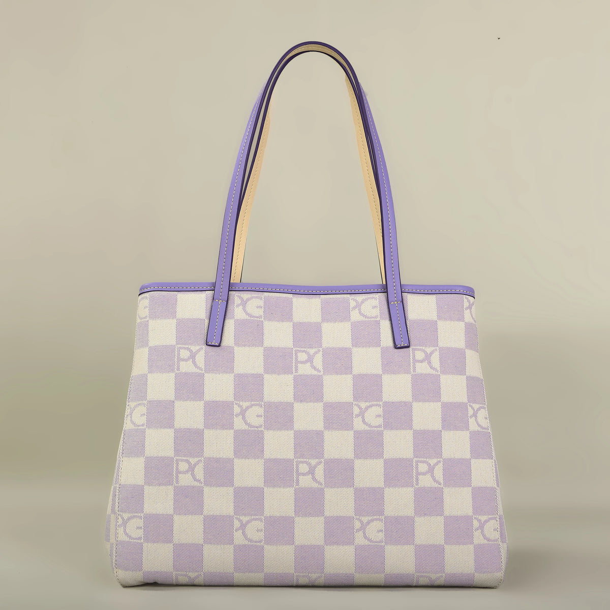 Bolso Tote Estampado PG — Denim a Cuadros y Gran Capacidad
