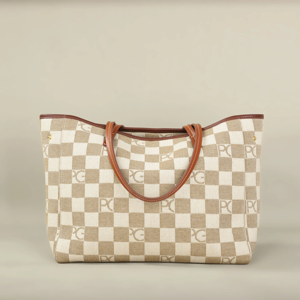 Bolso Tote Estampado PG — Denim a Cuadros y Gran Capacidad
