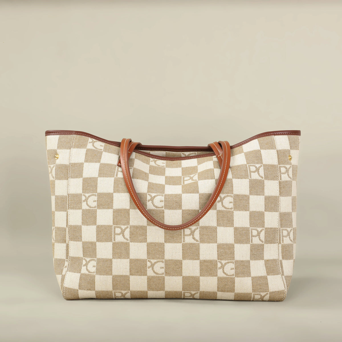 Bolso Tote Estampado PG — Denim a Cuadros y Gran Capacidad