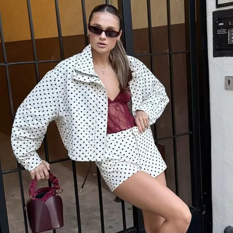 Bomber Lunares Oversize Mujer — Streetwear