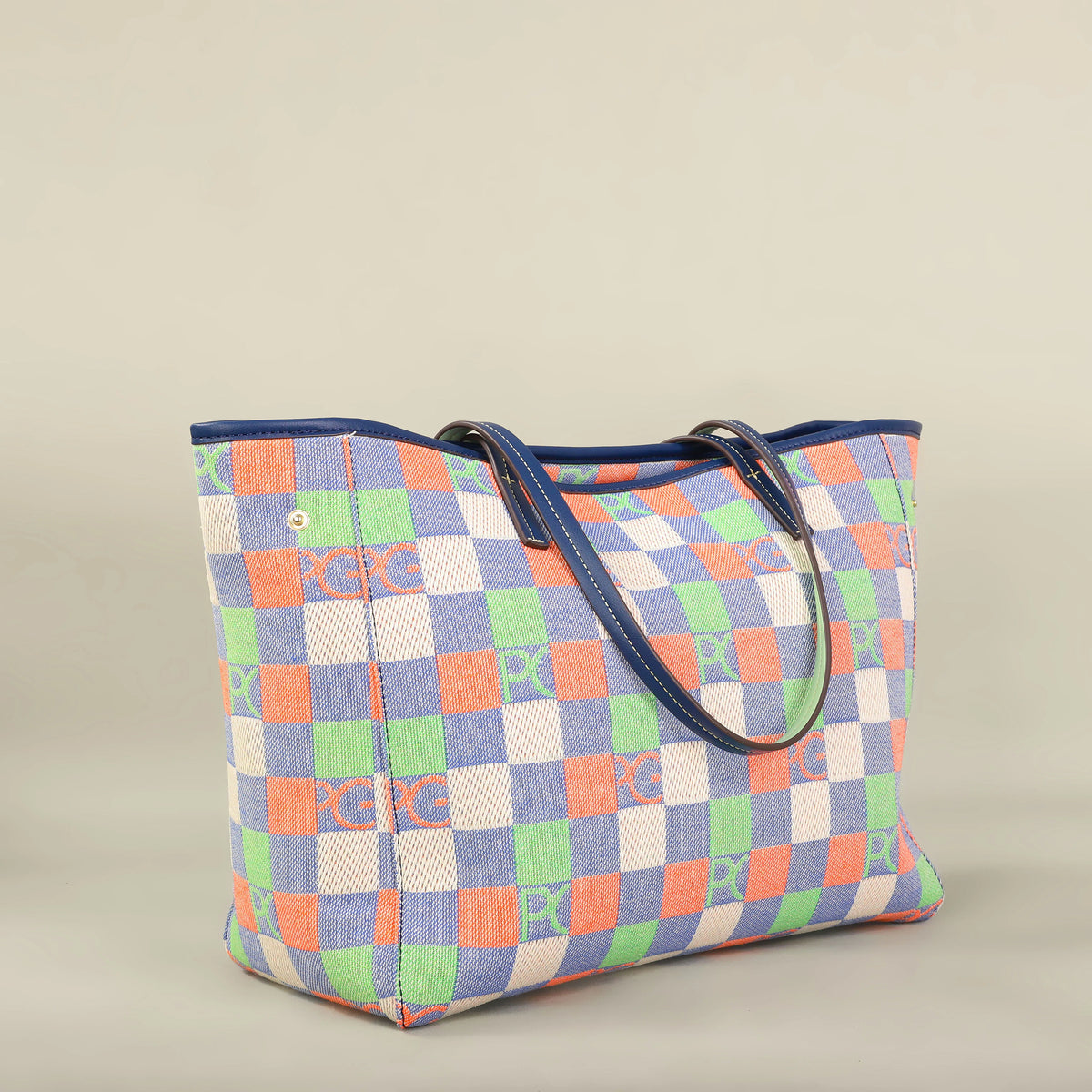 Bolso Tote Estampado PG — Denim a Cuadros y Gran Capacidad