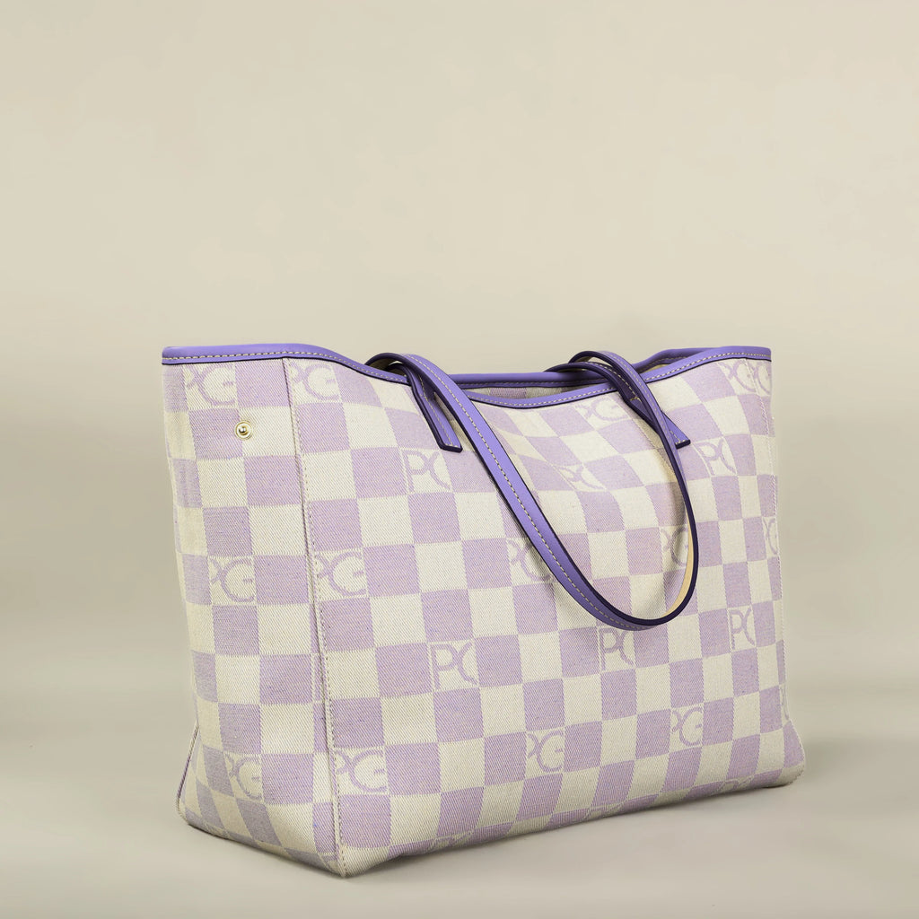 Bolso Tote Estampado PG — Denim a Cuadros y Gran Capacidad