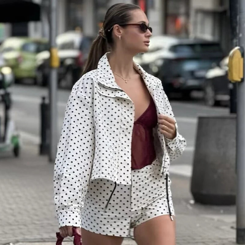 Bomber Lunares Oversize Mujer — Streetwear