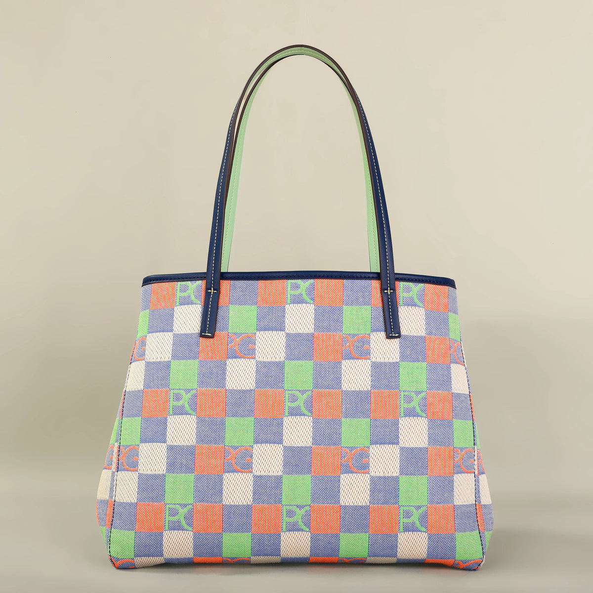 Bolso Tote Estampado PG — Denim a Cuadros y Gran Capacidad