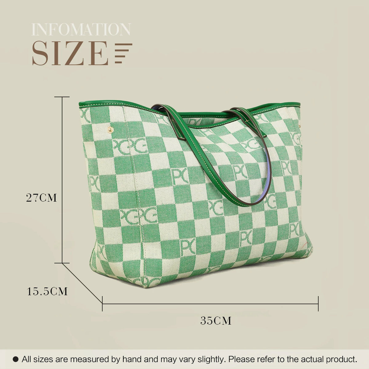 Bolso Tote Estampado PG — Denim a Cuadros y Gran Capacidad