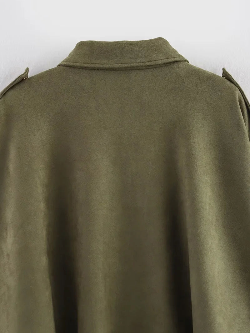 Bomber Oversize Vintage Mujer — Ante y Bajo Globo