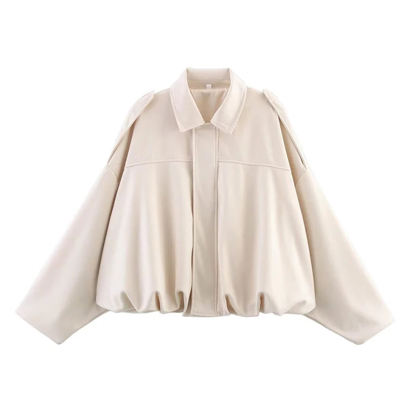 Bomber Oversize Vintage Mujer — Ante y Bajo Globo