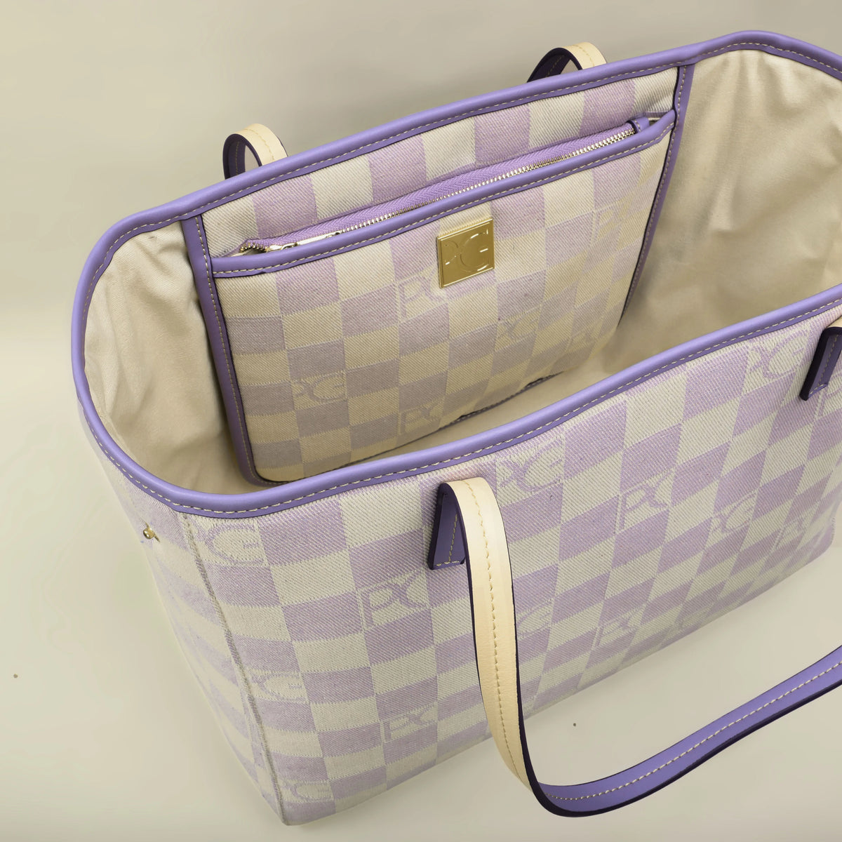 Bolso Tote Estampado PG — Denim a Cuadros y Gran Capacidad