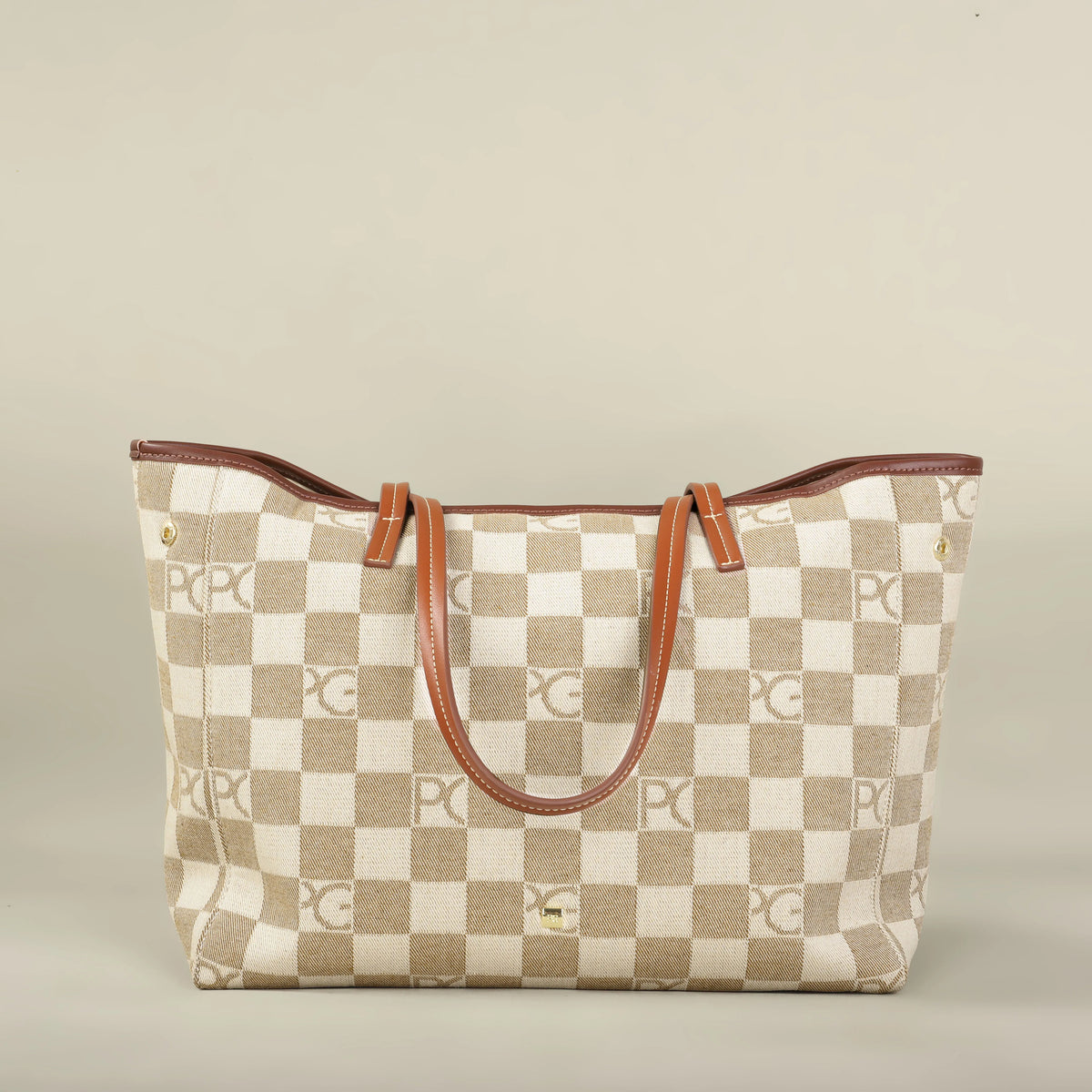 Bolso Tote Estampado PG — Denim a Cuadros y Gran Capacidad