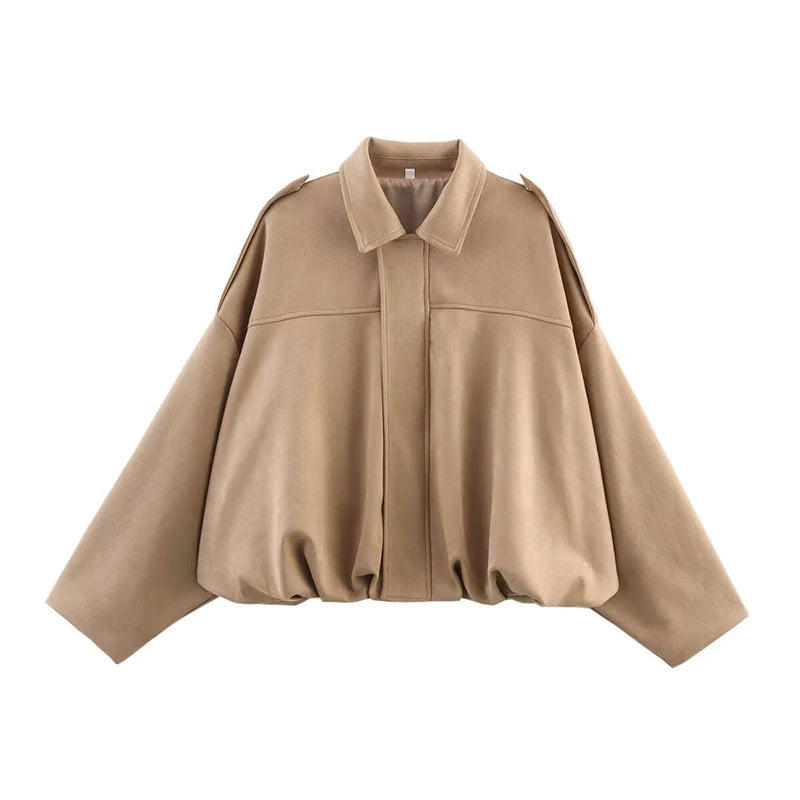 Bomber Oversize Vintage Mujer — Ante y Bajo Globo