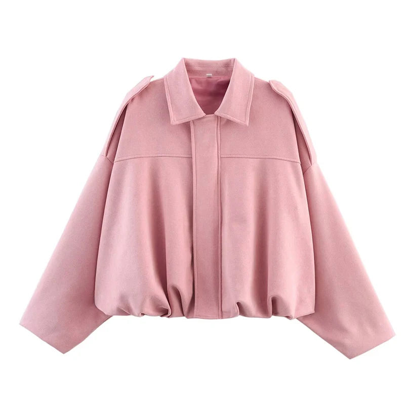 Bomber Oversize Vintage Mujer — Ante y Bajo Globo