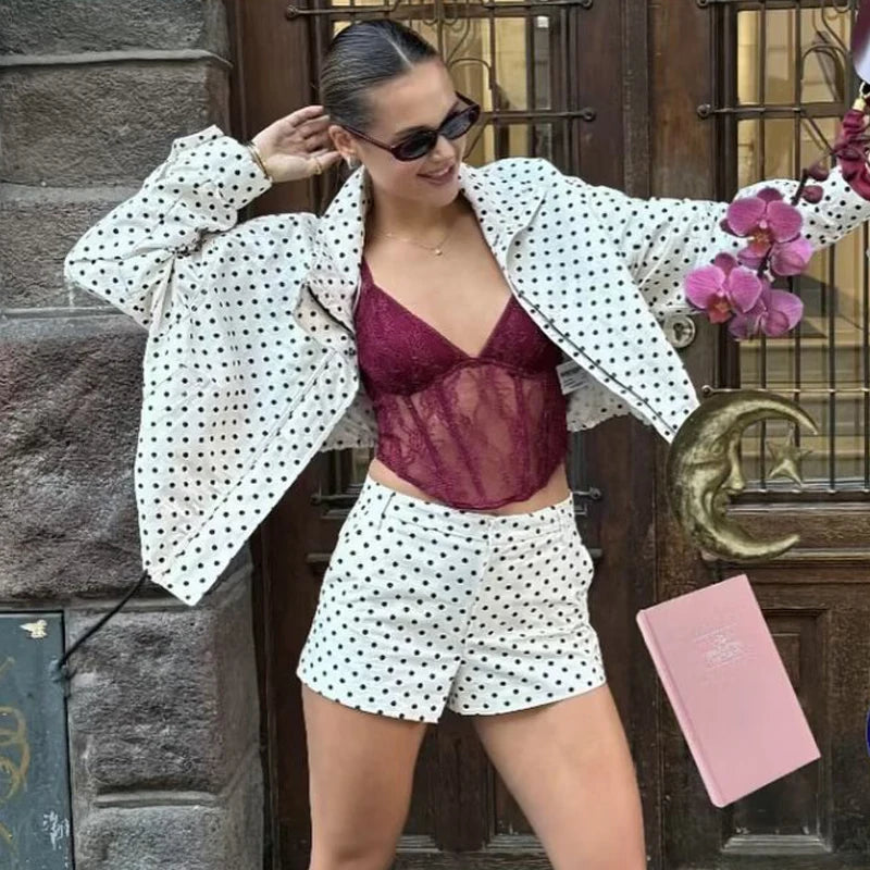 Bomber Lunares Oversize Mujer — Streetwear