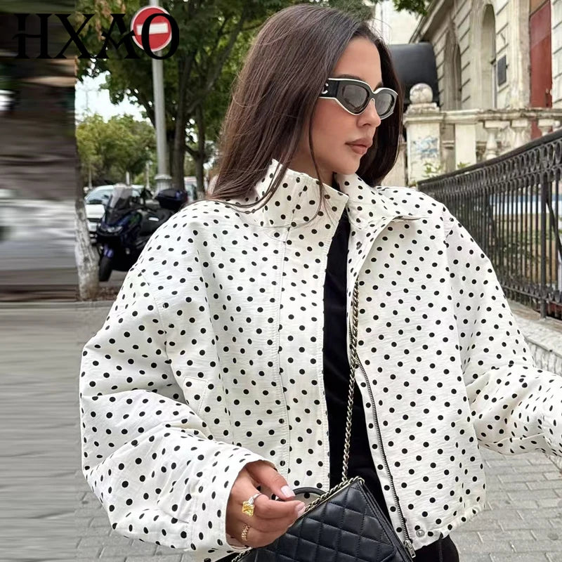 Bomber Lunares Oversize Mujer — Streetwear