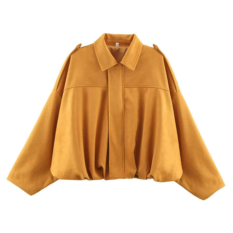 Bomber Oversize Vintage Mujer — Ante y Bajo Globo