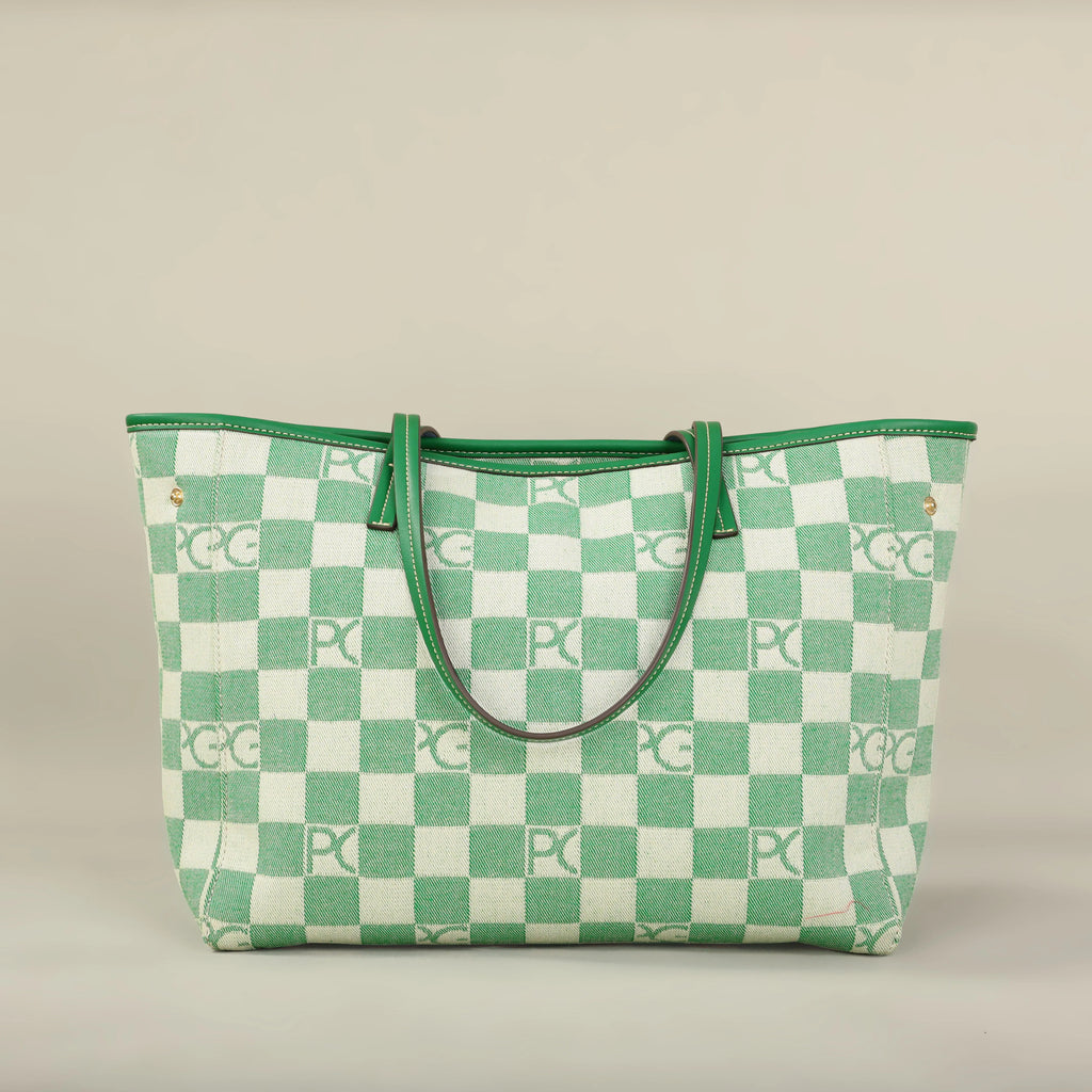 Bolso Tote Estampado PG — Denim a Cuadros y Gran Capacidad