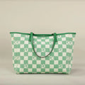 Bolso Tote Estampado PG — Denim a Cuadros y Gran Capacidad