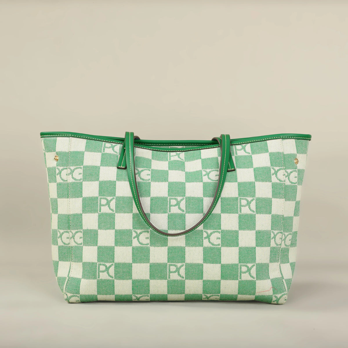 Bolso Tote Estampado PG — Denim a Cuadros y Gran Capacidad