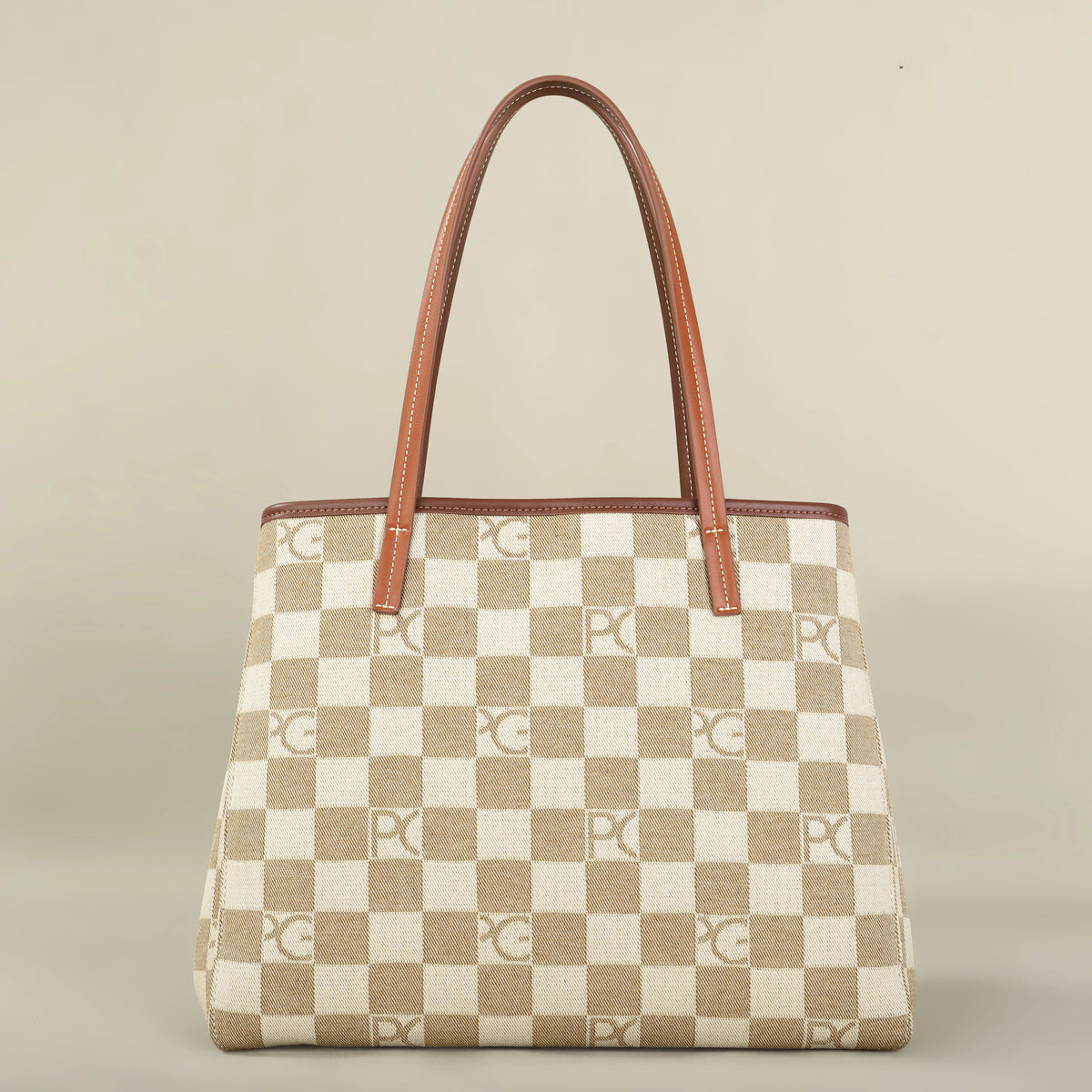 Bolso Tote Estampado PG — Denim a Cuadros y Gran Capacidad
