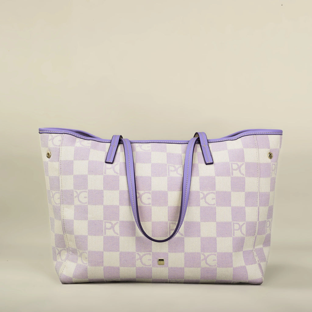 Bolso Tote Estampado PG — Denim a Cuadros y Gran Capacidad