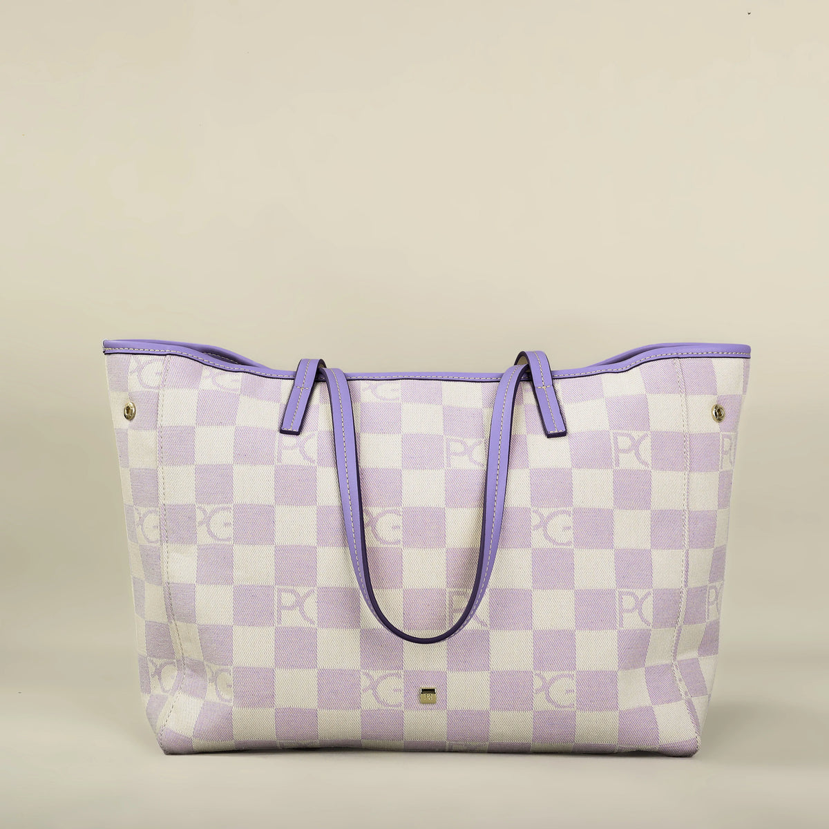 Bolso Tote Estampado PG — Denim a Cuadros y Gran Capacidad