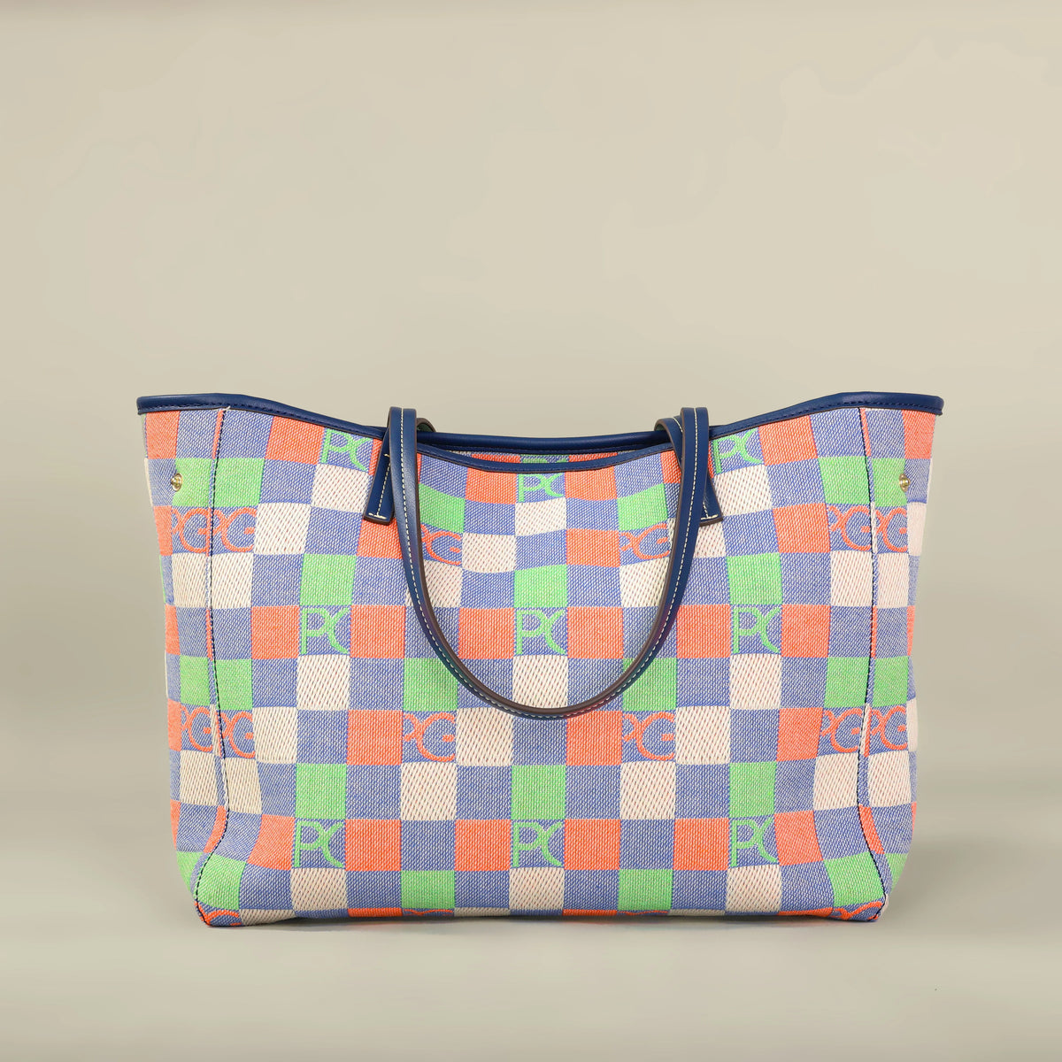 Bolso Tote Estampado PG — Denim a Cuadros y Gran Capacidad