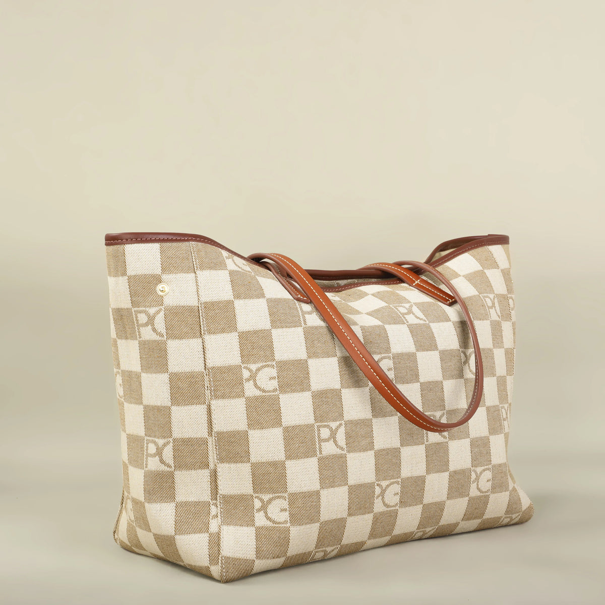 Bolso Tote Estampado PG — Denim a Cuadros y Gran Capacidad