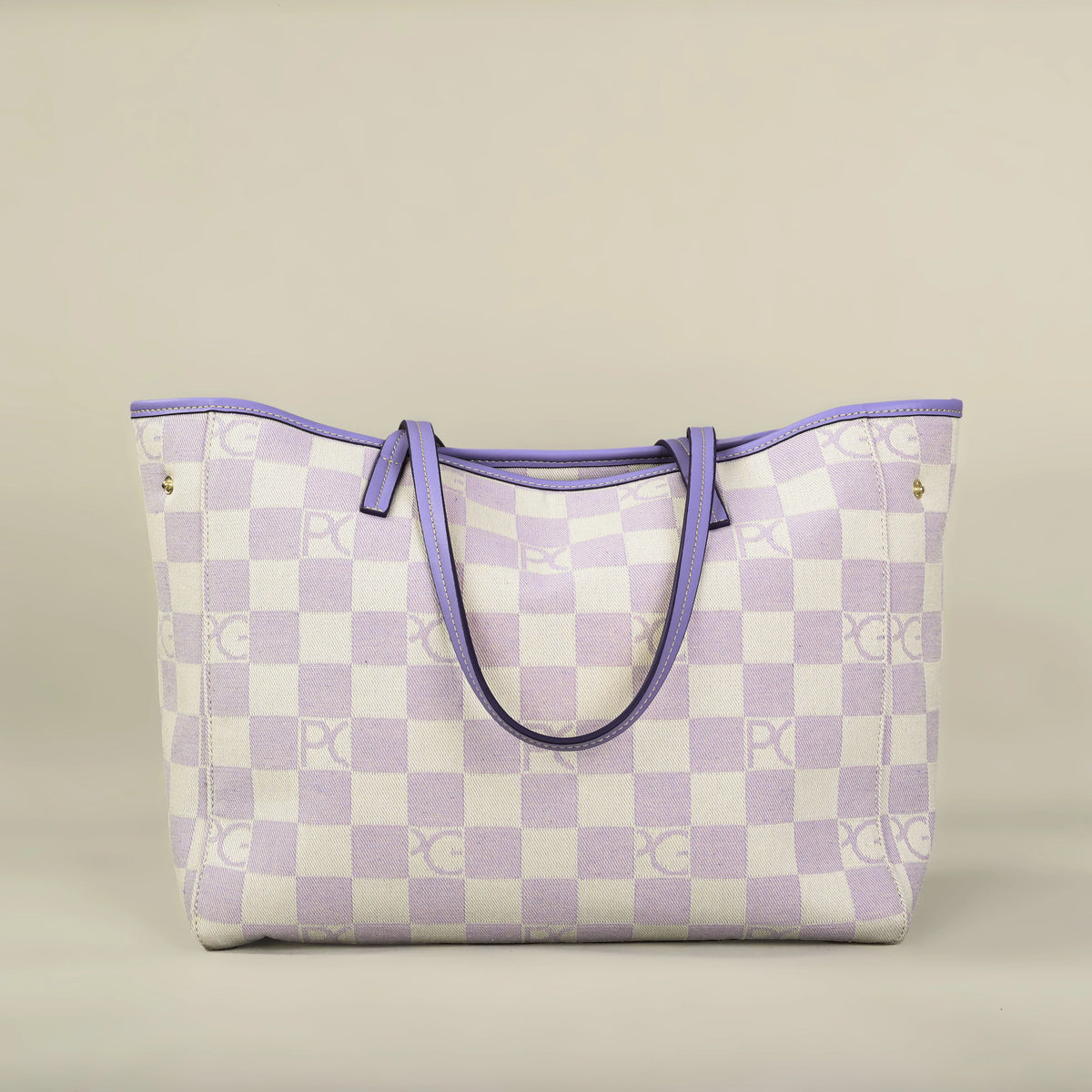 Bolso Tote Estampado PG — Denim a Cuadros y Gran Capacidad
