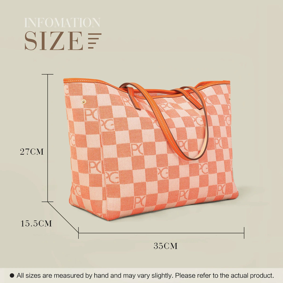 Bolso Tote Estampado PG — Denim a Cuadros y Gran Capacidad